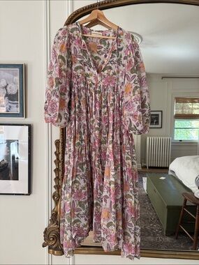 Daughters of India Kyra Midi Dress in Fuchsia Bloom